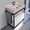 Modern  Console Vanity, Travertine Style Sink, 35